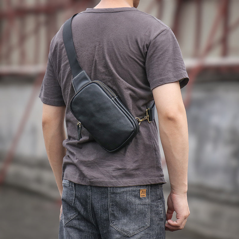 Bolso bandolera informal de cuero para hombre