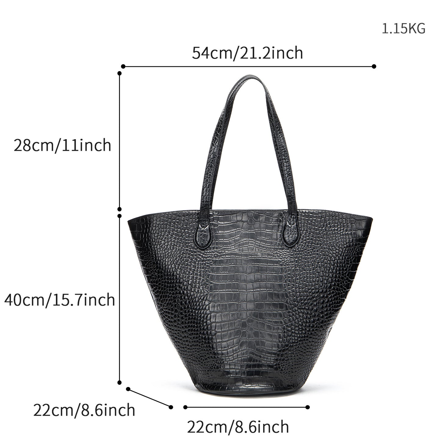 Sac fourre-tout pour femme à motif crocodile, grande capacité, cylindre Advanced Sense