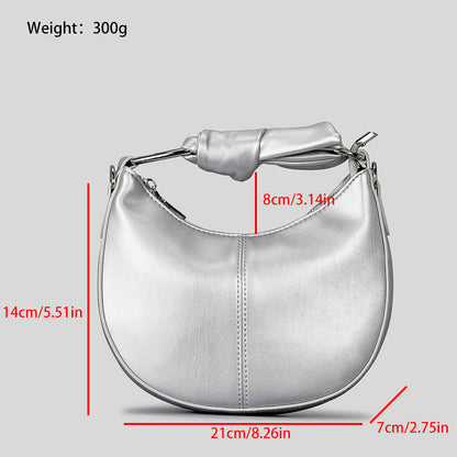 Sac à main en PU souple et simple à la mode pour femme avec coutures de niche nouées