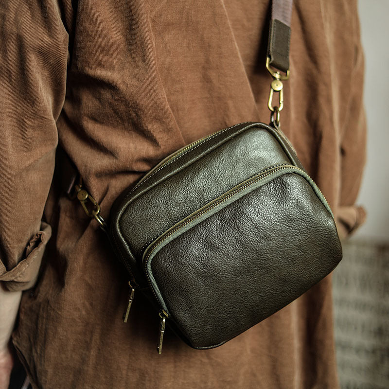 Sac à bandoulière simple en cuir de vachette original pour homme