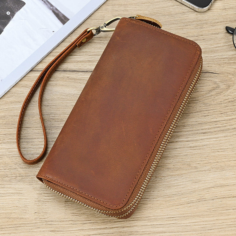 Men's Vintage Double Leather Clutch Bag