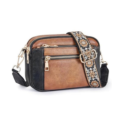 Women's Fashion Colorblock Multi-functional PU Shoulder Bag