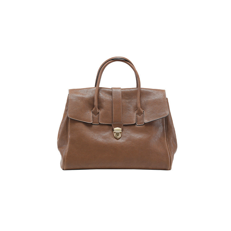 Women's Genuine Leather Retro Large Capacity Commuter First Layer Vegetable Tanned Bag