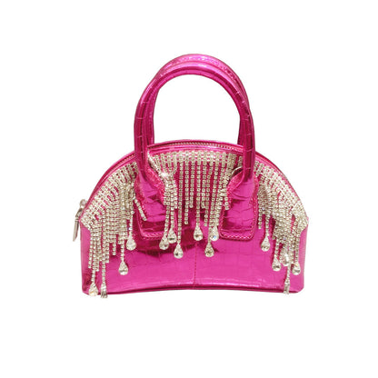 One-shoulder Crossbody Glossy Diamond Tassel Handbags