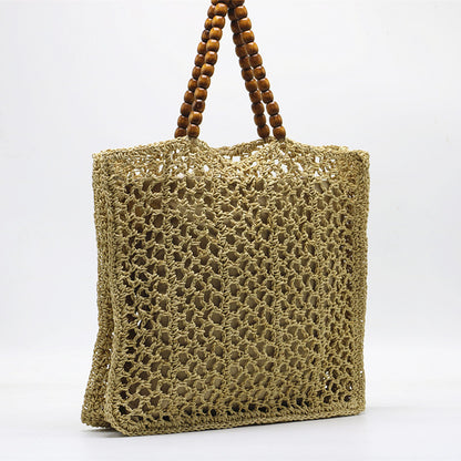 Bolso de mano hueco, bolso de playa tejido, bolso de paja de moda de verano