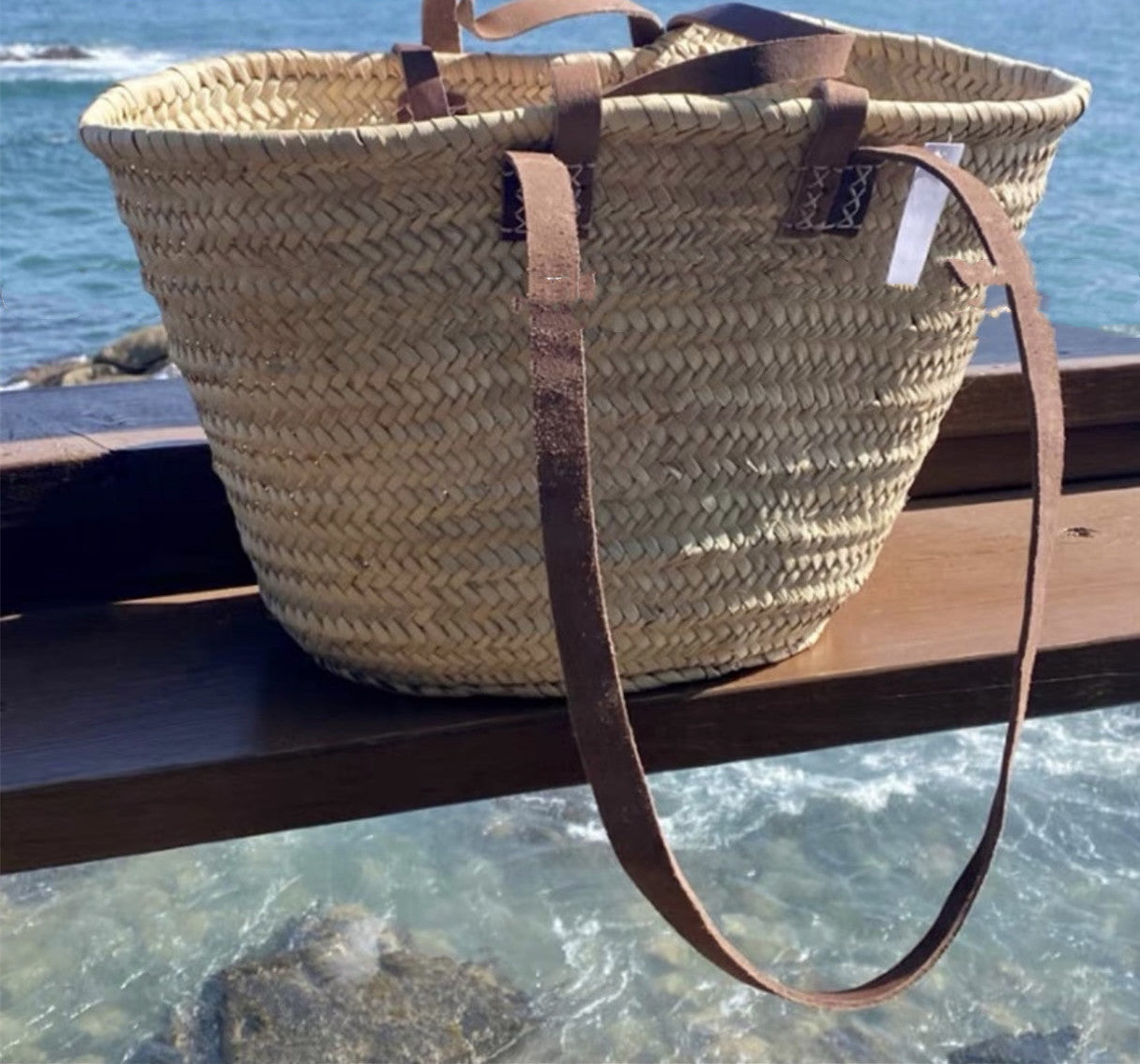 Sac à bandoulière en paille tissé à la main pour femme