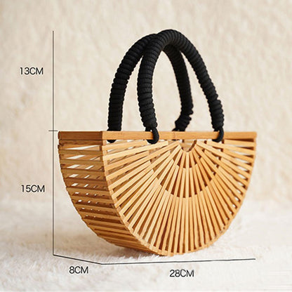 Vacation portable bamboo woven bag