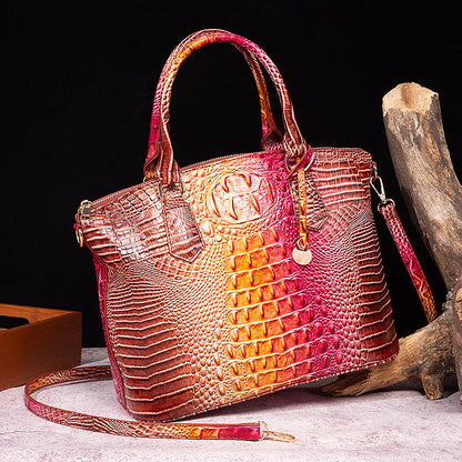 Sac messager portable à motif crocodile rétro pour femme