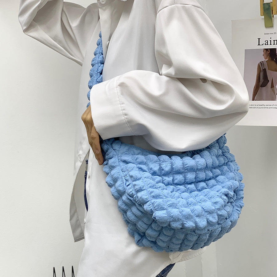 Sac à bandoulière plissé à motif losange décontracté pour femme