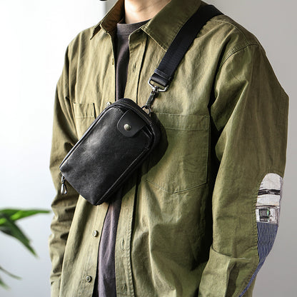 Bolso bandolera informal para teléfono móvil de un solo hombro para hombre