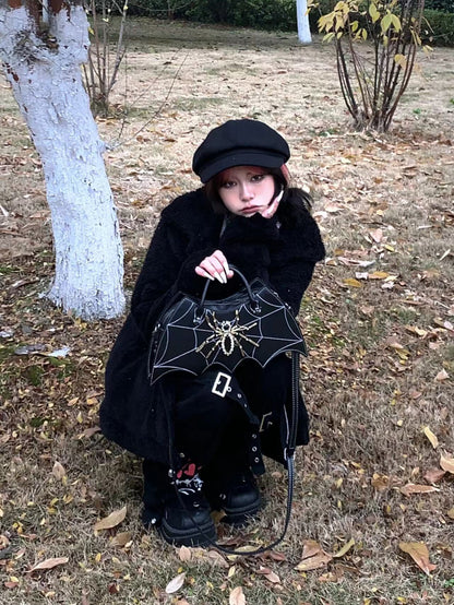 Gothic Dark Bat Spider Web Vintage Tote