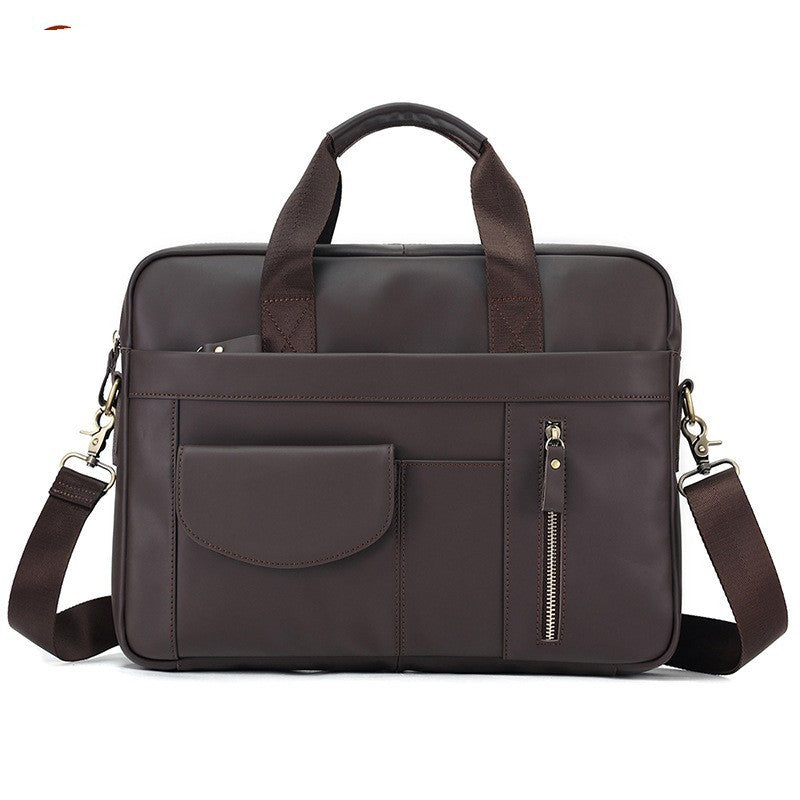 Bolso de mano sencillo e informal de cuero auténtico para hombre