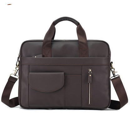 Bolso de mano sencillo e informal de cuero auténtico para hombre