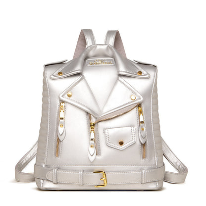 Chaqueta de cuero suave con textura Mochila de moda Wild Clothes