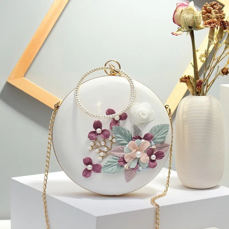 Cross-border Flower Dinner Stylish Round Banquet Handbag