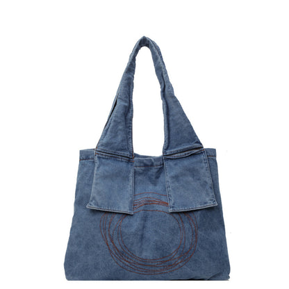 Bolso de hombro de mujer estilo retro de mezclilla, bolso de mano de gran capacidad