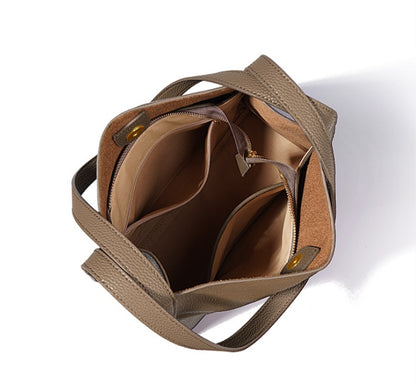 Sac à bandoulière Sentong Qin Bucket en cuir de vachette première couche pour femme, grande capacité