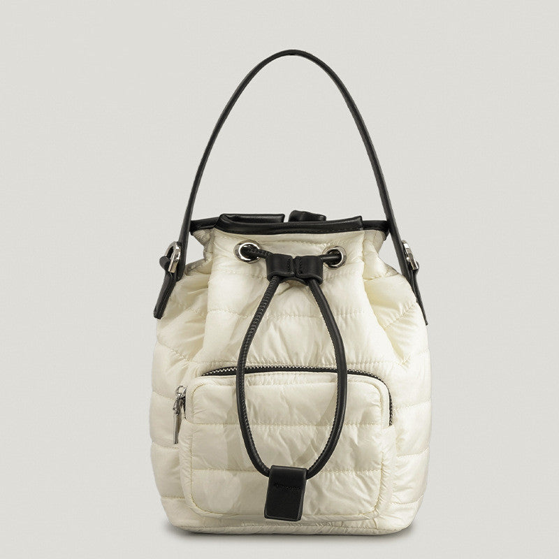 Sac seau rétro en coton et nylon pour femme