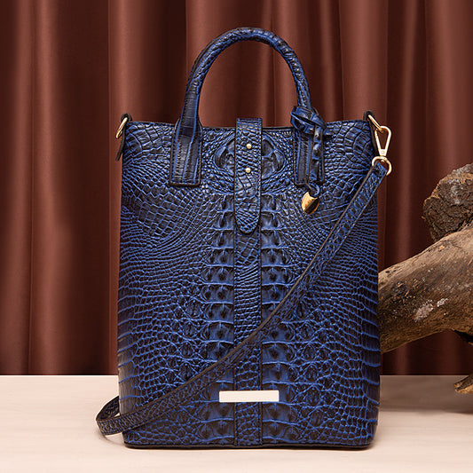 Sac à bandoulière rétro multicolore à motif crocodile concave-convexe pour femme