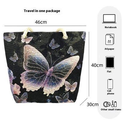 Fantasy Purple Butterfly Double-sided Gold Silk Embroidered Handbag With Zipper