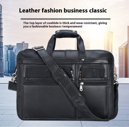 Sacoche pour ordinateur portable 17 pouces en cuir de vachette de première couche Tiding Leather Business