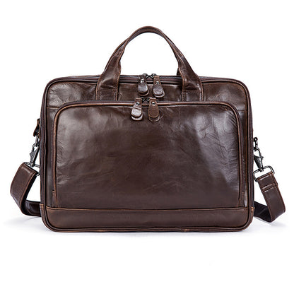 Leather Business Briefcase Oil Wax Men's Handbag