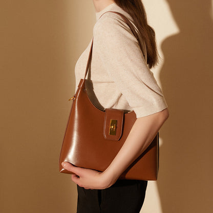 Sac à bandoulière en cuir véritable style rétro français pour femme