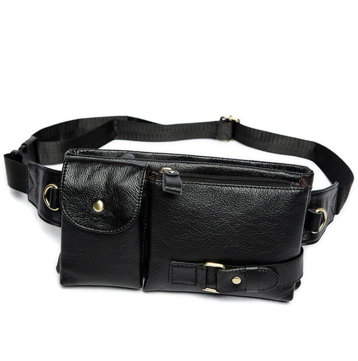 Bolso bandolera de cuero estilo retro para hombre con capa de cintura de cuero