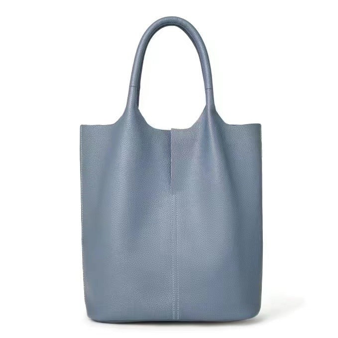 Minority Simple Women's All-match Soft Leather Tote Shoulder Handbag