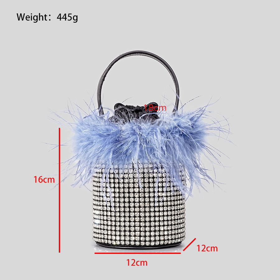 Sac seau en peluche pour femme Bling Hot Drilling