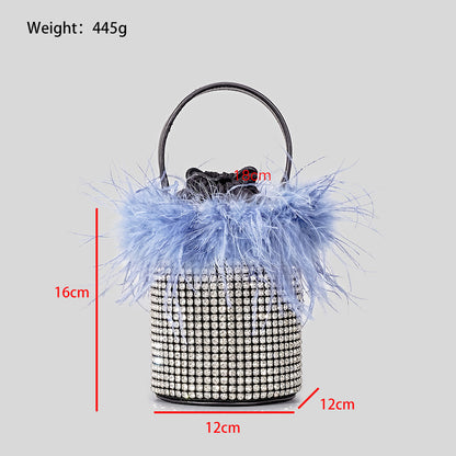 Sac seau en peluche pour femme Bling Hot Drilling