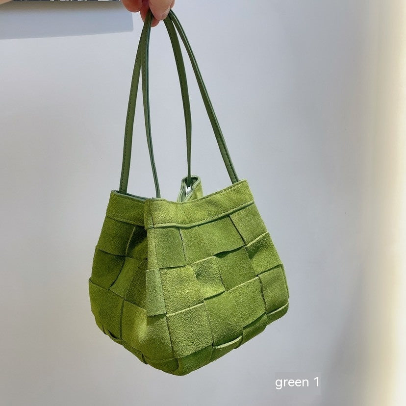 Bolso de hombro portátil de tejido vintage de piel de vaca para mujer, otoño e invierno