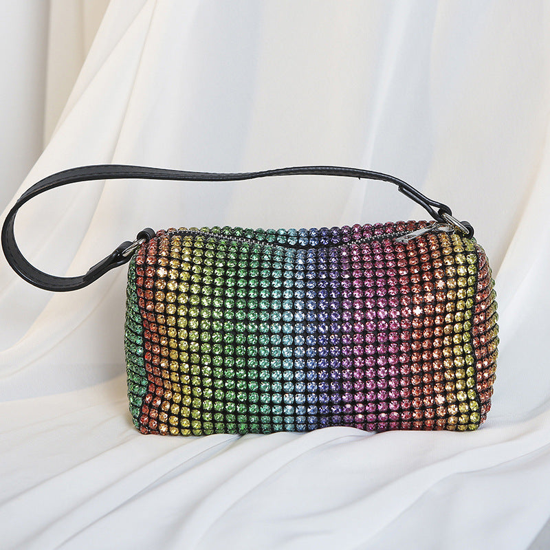 Sac à main dégradé de strass arc-en-ciel