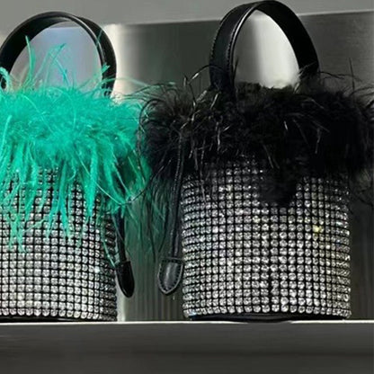 Sac seau en peluche pour femme Bling Hot Drilling