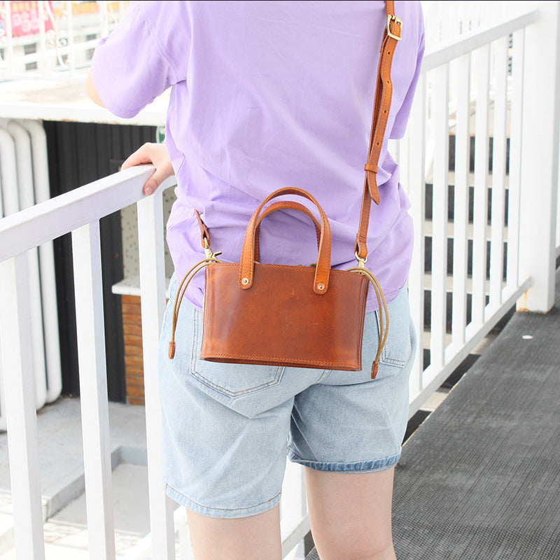 First Layer Vegetable Tanned Cow Skin Vegetable Basket Bag