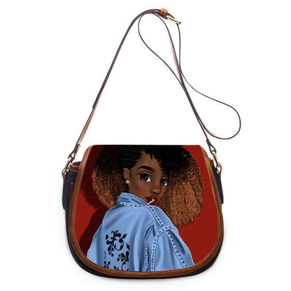 Bolso bandolera de un solo hombro de PU africano para mujer