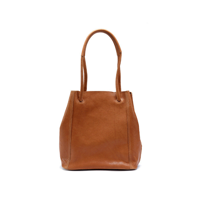 Sac seau en cuir souple pour femme en cuir véritable à bandoulière