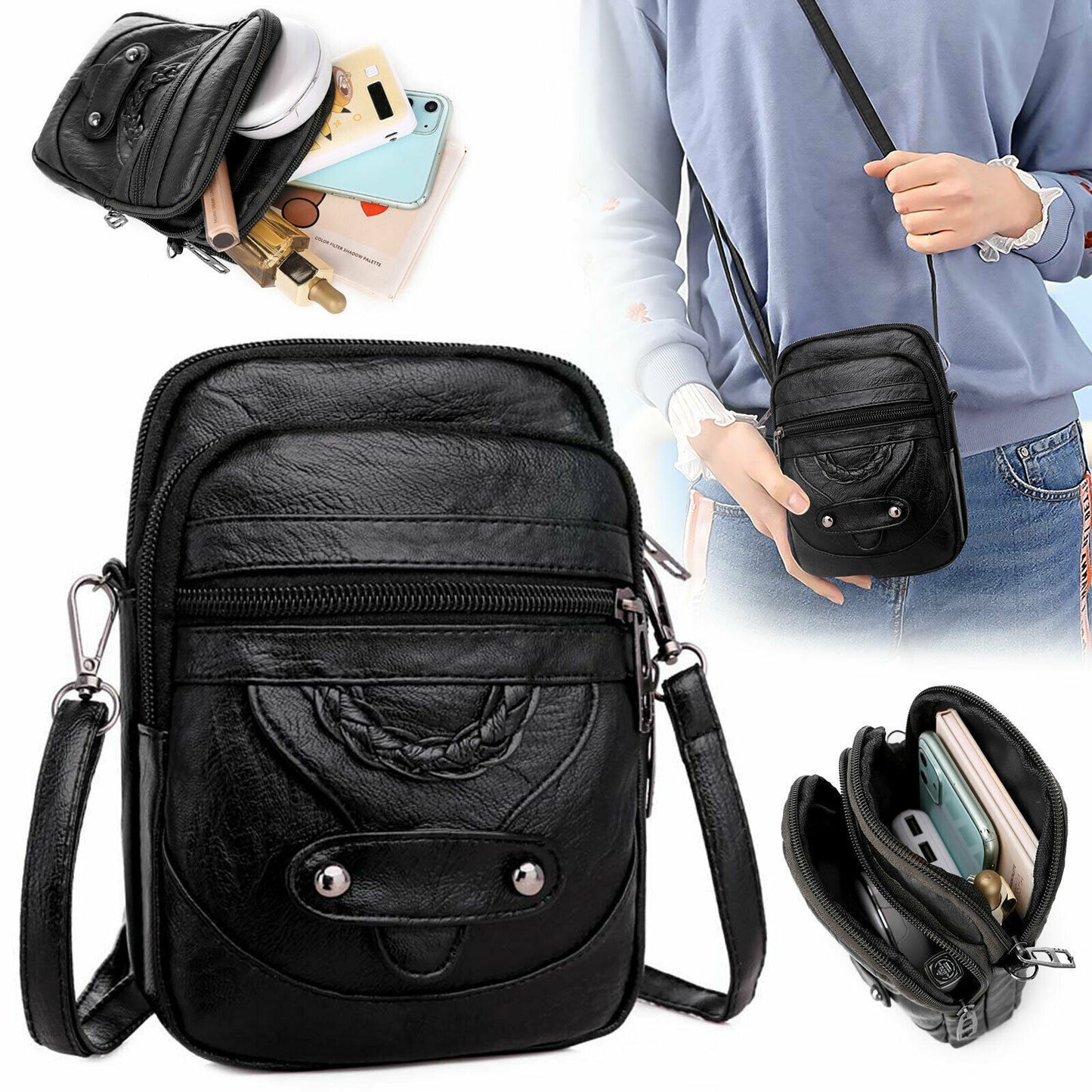 Bolso bandolera pequeño para teléfono móvil para mujer, bolso de hombro, monedero