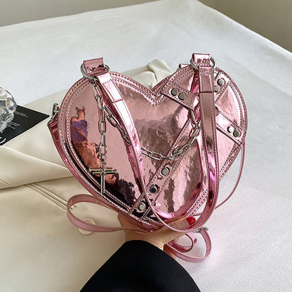 Bolsos de cadena con forma de corazón, bolso de hombro de gran capacidad con forma de corazón para mujer, regalo del día de San Valentín