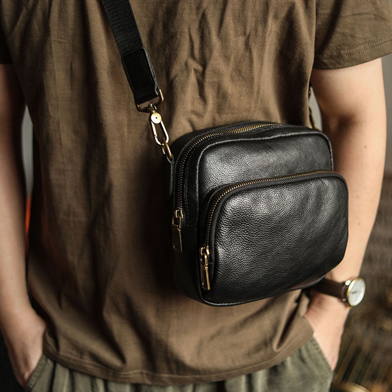 Sac à bandoulière simple en cuir de vachette original pour homme