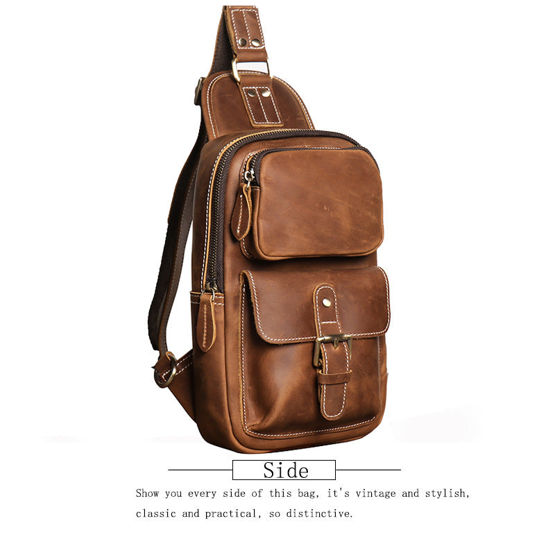 Outdoor Sports Large Capacity Messenger Bag Leather