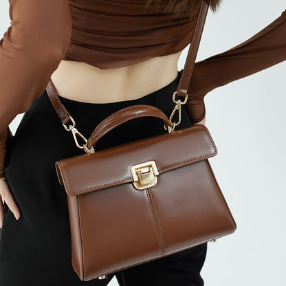 Sac à bandoulière portable en cuir vachette pour femme