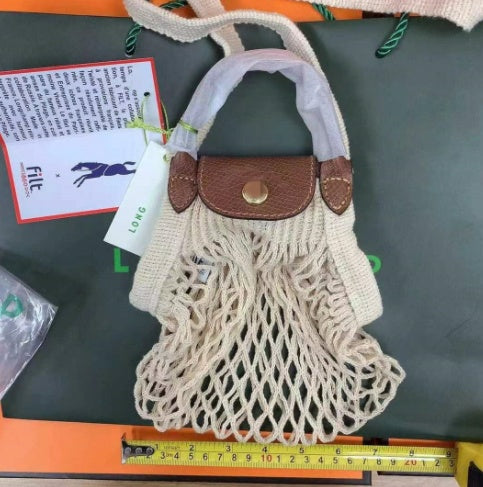 Sac à main messager à bandoulière en mini panier tissé pour femme