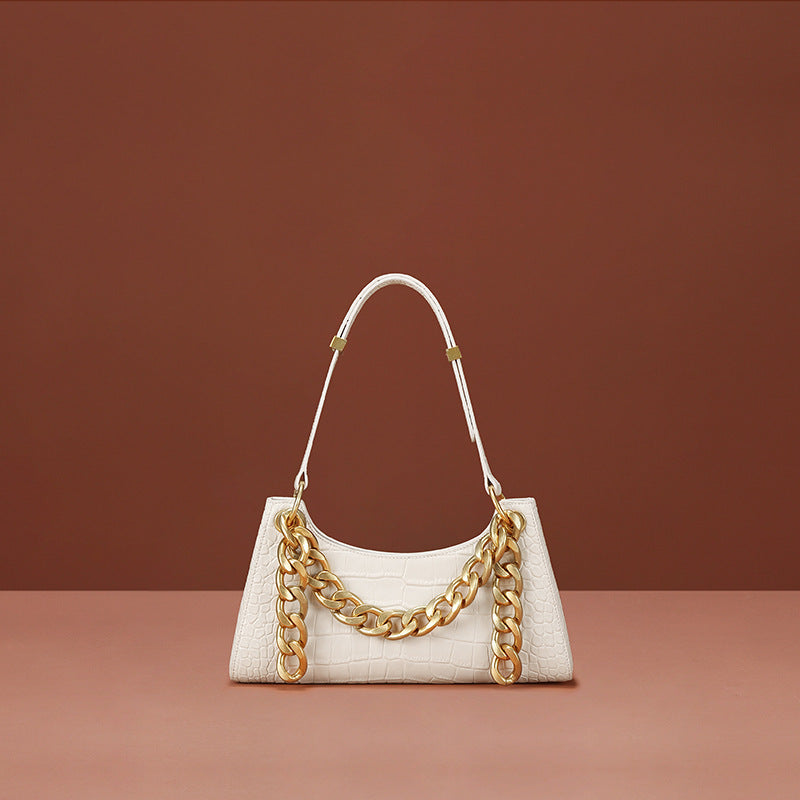 Chain leather shoulder bag