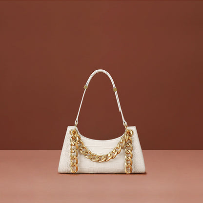 Chain leather shoulder bag