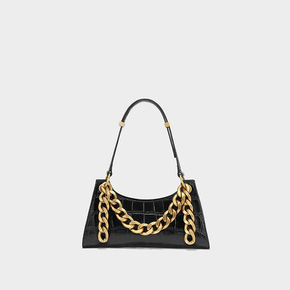 Chain leather shoulder bag