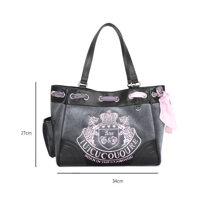 New Contrast Color Portable Shoulder Tote Bag