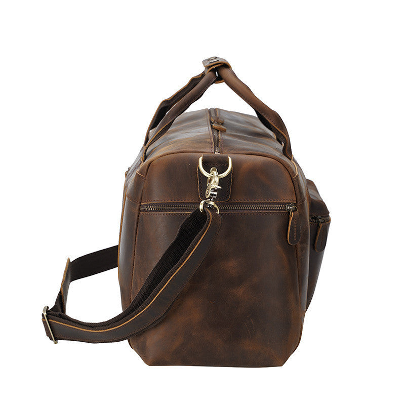 Sac fourre-tout de voyage vintage en cuir Crazy Horse pour homme, grande capacité