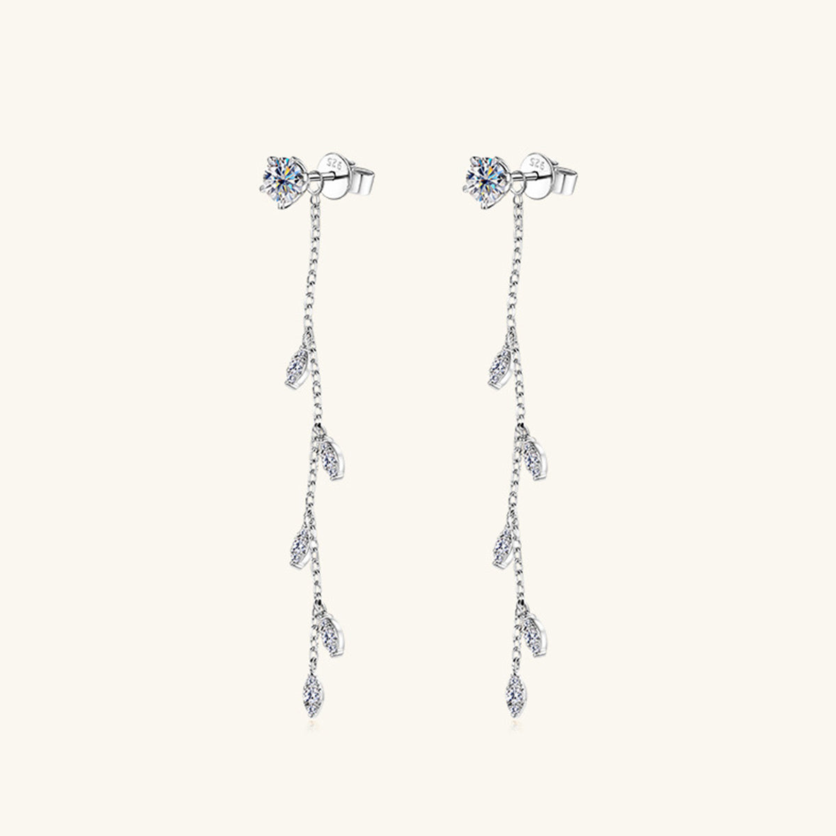 1.38 Carat Moissanite 925 Sterling Silver Leaf Earrings