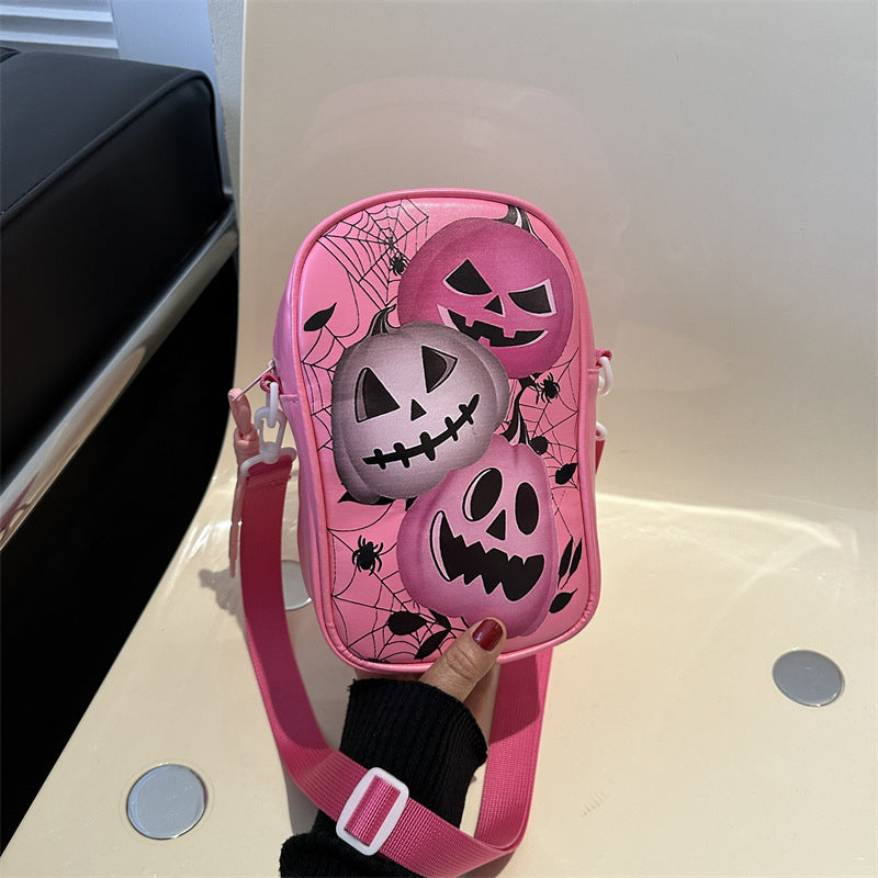 Funny Phone Bag Halloween Dark Crossbody Bag Halloween Pumpkin Printed Cartoon Shoulder Bags Creative Female Handbag